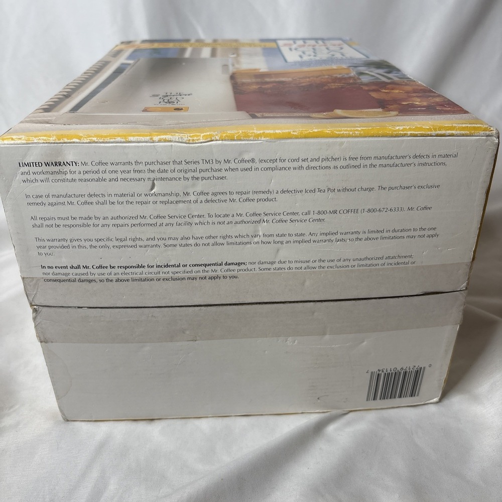 Vintage Mr. Coffee TM3 The 3 Quart Iced Tea Pot Maker NOS 1995. - Picture 6 of 6